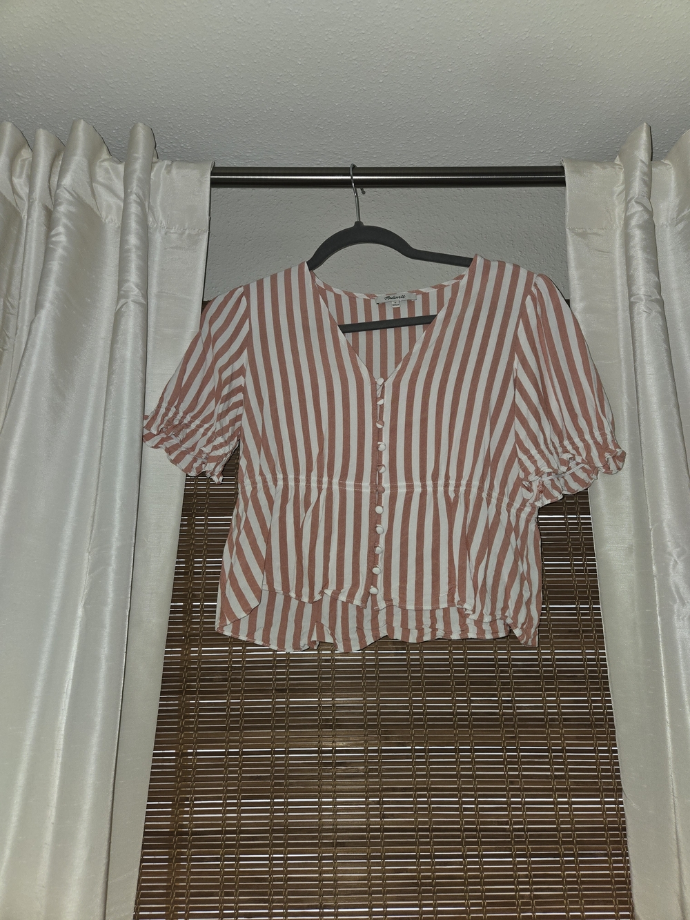 Madewell Striped Button-Front Peplum Top